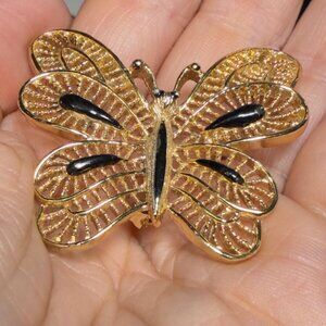 GERRYS Butterfly Brooch Gold Tone Filigree Insect Pin 2”